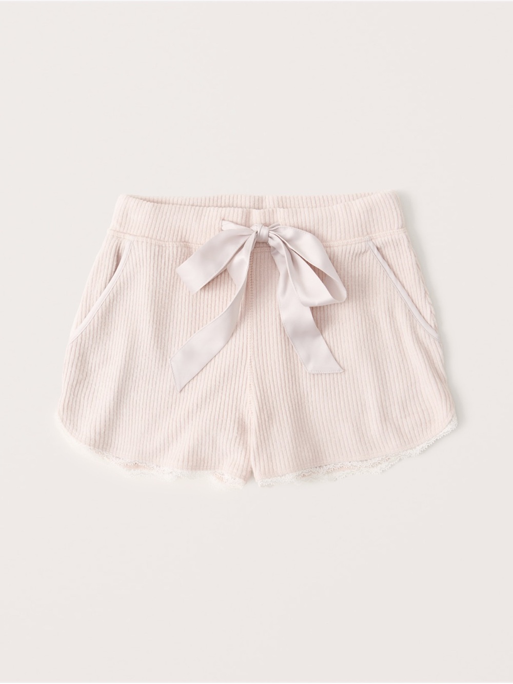 Soft Ribbed Cozy Sleep Shorts with Satin Bow